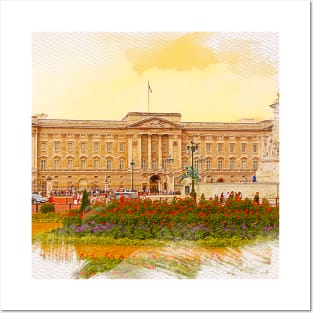 Buckingham Palace Watercolor Painting Posters and Art